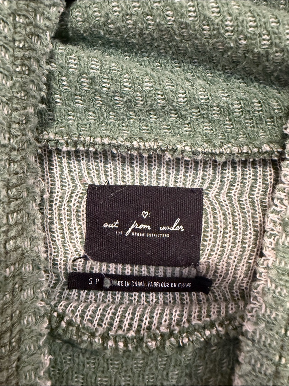 Urban Outfitters Out from Under Cropped Textured Turtleneck Sweater Sage Green - Picture 2 of 3